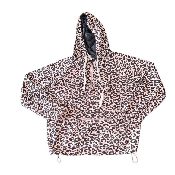 Pink Oversized Leopard Print Half Zip Hoodie - Picture 1 of 6
